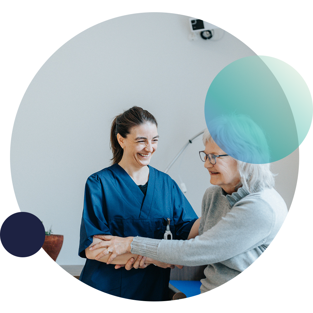 Nurse helps elderly lady after being notified