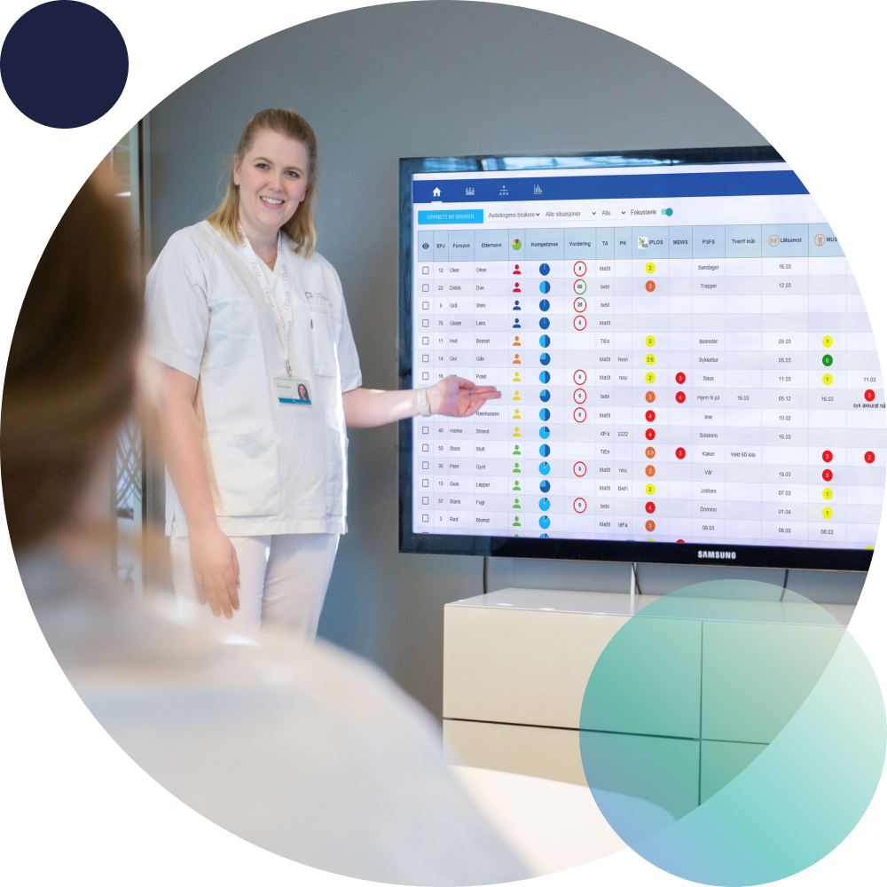 The nurse uses the IKOS digital whiteboard